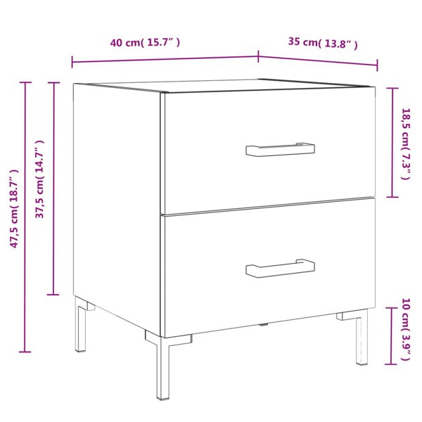 Berkfield Bedside Cabinet Smoked Oak 40x35x47.5 cm Engineered Wood