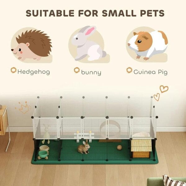 Pet Playpen with Waterproof Mat, DIY Small Animal Enclosure 34 Panels, Indoor/Outdoor Metal Pet Fence for Guinea Pigs