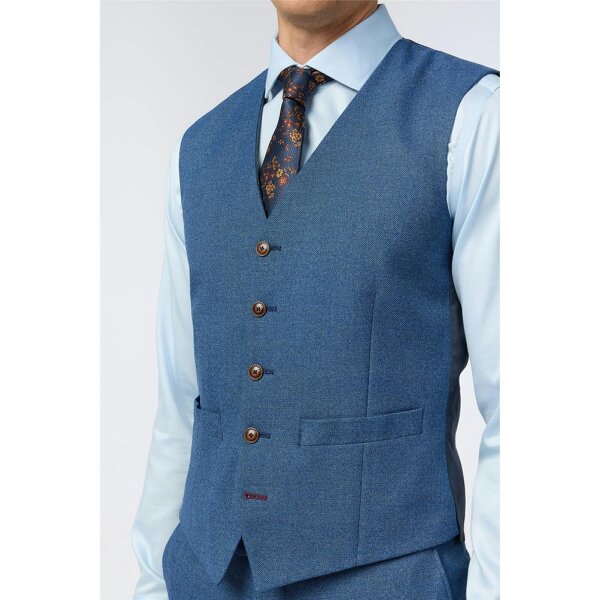 Antique Rogue Blue Texture Stretch Waistcoat