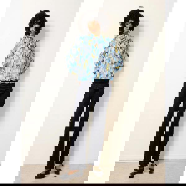 Blue Vanilla Pussybow Puffball Top