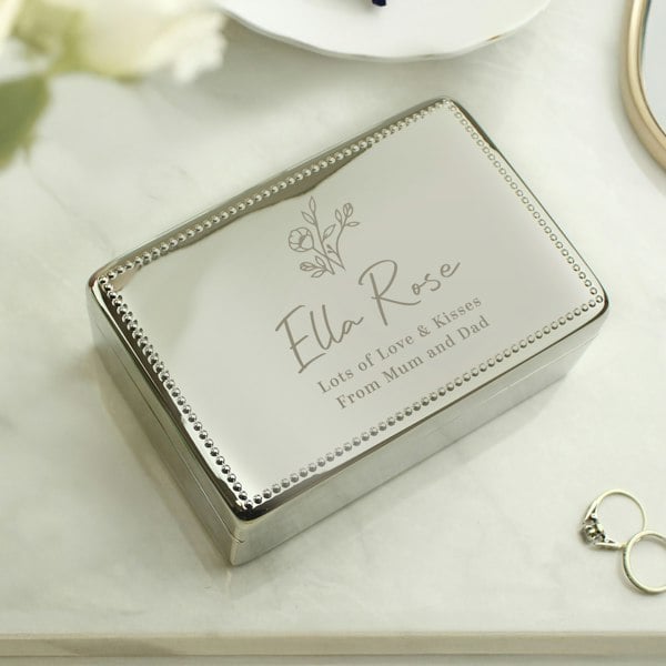 Personalised Memento Company Personalised Floral Small Jewellery Box