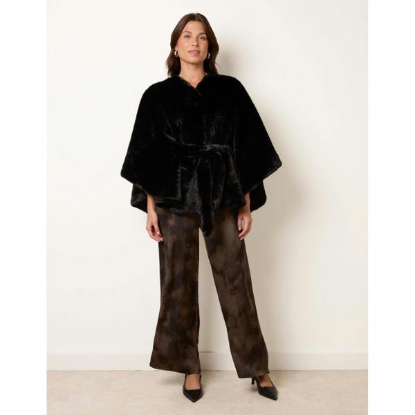 Blue Vanilla Faux Fur Tie Front Cape