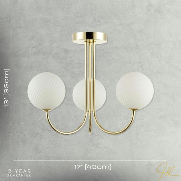 Modern Polished Gold Plated Ceiling Light Fitting with Swirl Glass Image 7
