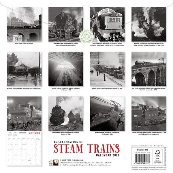 In Celebration of Steam Trains Calendar 2027, Wall Calendars, Month To View, Transport, Gift
