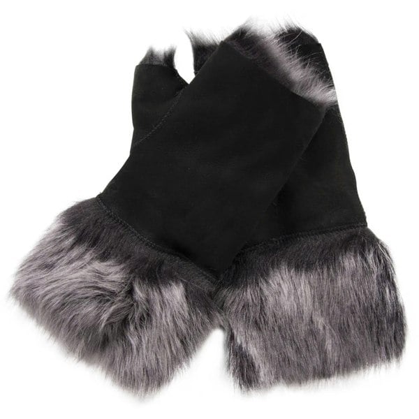 Infinity Leather Women’s Suede Leather Shearling Lined Fingerless Gloves