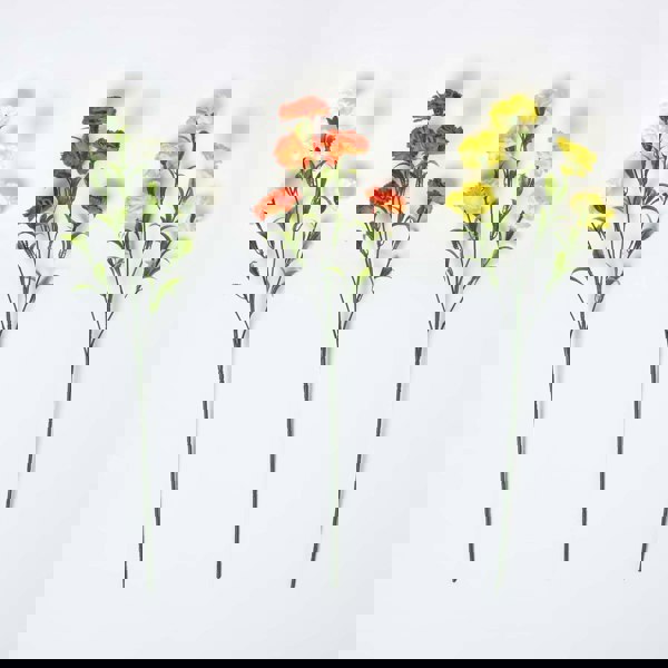 HOMESCAPES Yellow Artificial Carnation Spray Single Stem Set of 3, 55 cm