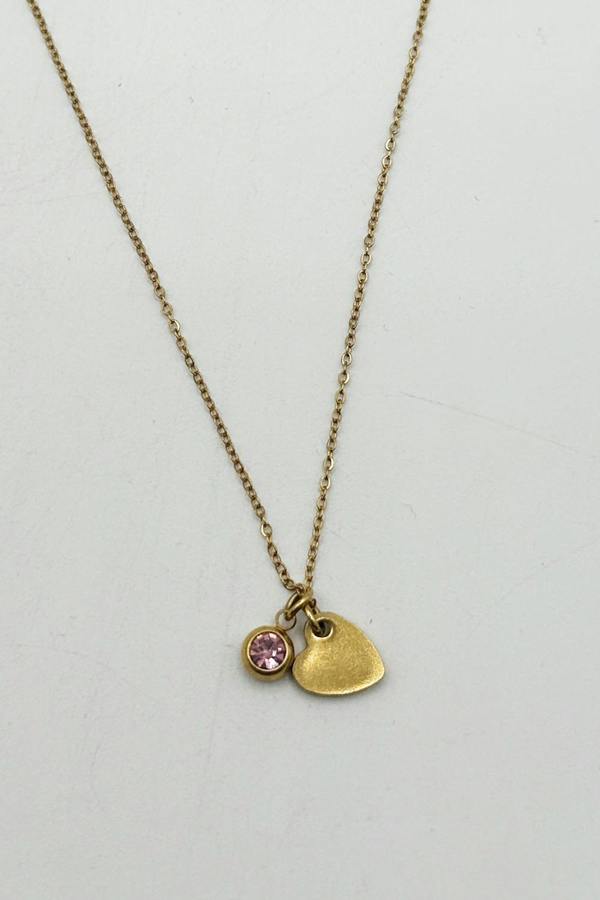 SVNX Mini Heart & October Birthstone Necklace in Gold - Gift Boxed