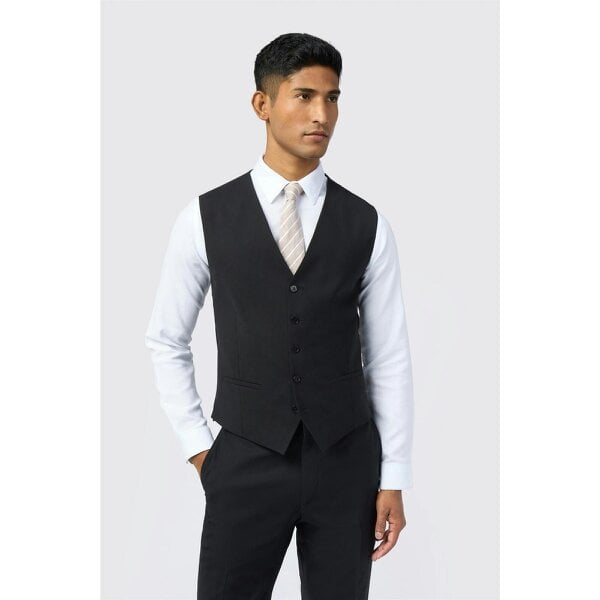 Ted Baker Slim Fit Performance Black Panama Waistcoat
