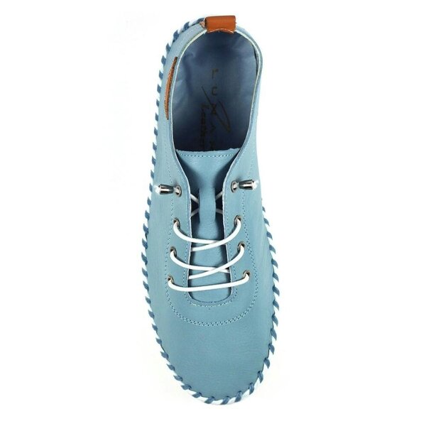 Lunar Women's St Ives Leather Plimsolls - Light Blue