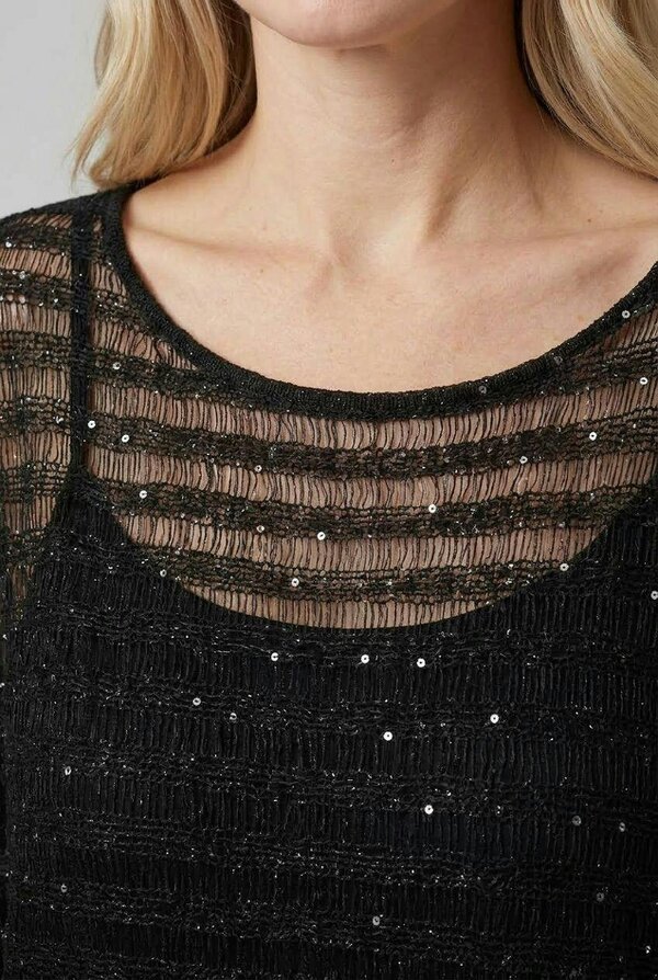 Izabel London Semi Sheer Striped Mesh Poncho Top