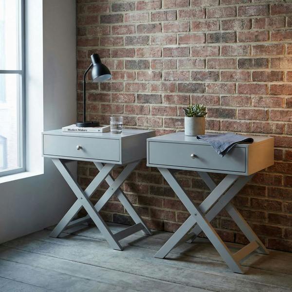 Core Products Set of 2 Options Shaker 1-Drawer X-Leg White Bedside Cabinets