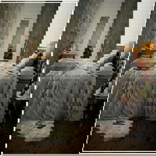 Smart Living Teddy Plain Duvet Cover and Pillowcase Set - Silver