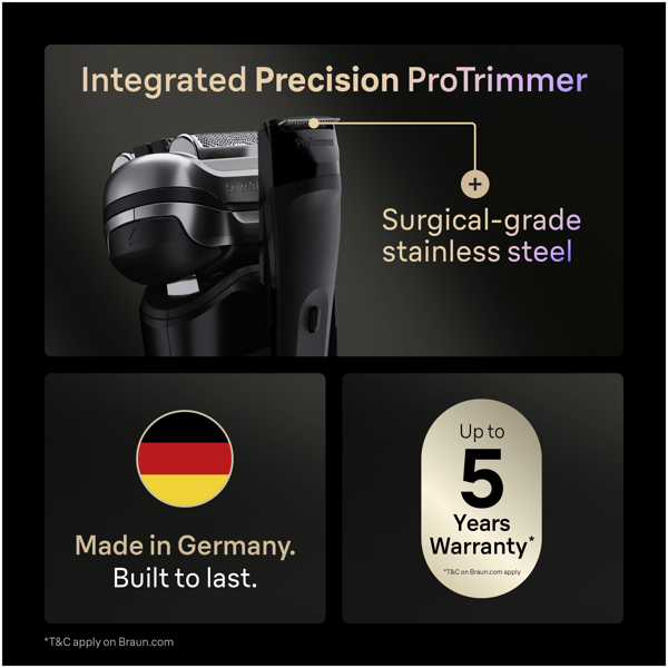 Braun Series 9 PRO+ 9670CC Electric Shaver, Pro SensoAdapt, SmartCare Center - Black