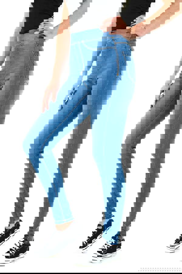 Smart Living Women's Stylish Skinny Fit Denim Jeggings with Pockets - Trendy & Comfy - Mid Wash