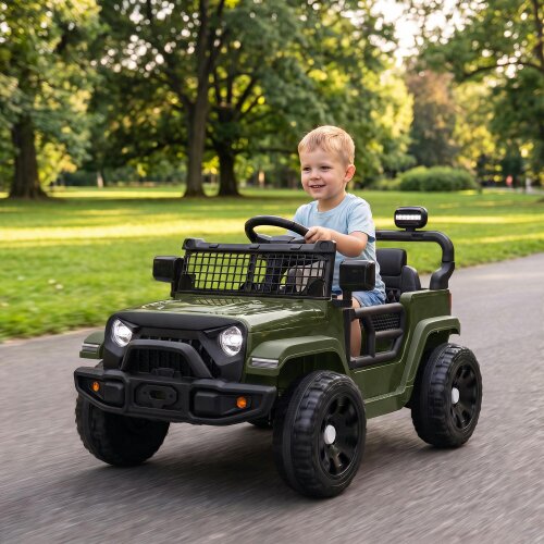 AIYAPLAY 12V Electric Car for Kids with Remote Control, Dual Motors, Dark Green