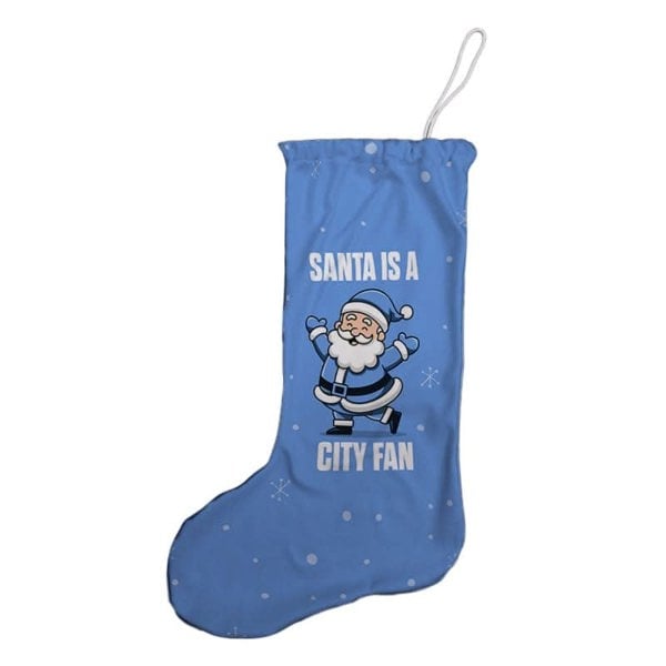 BritishmadeGifts Santa is a City Football Fan - Christmas Stocking