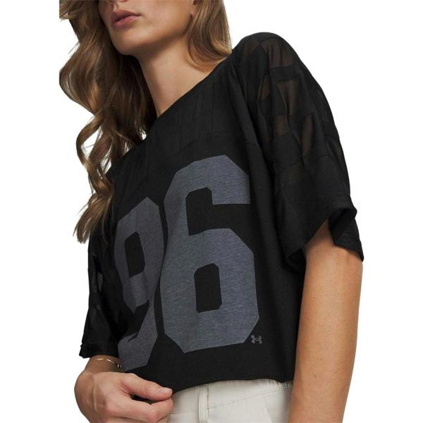 Under Armour Womens/Ladies Burnout 96 Checkered Regular Crop T-Shirt - Black/White - 