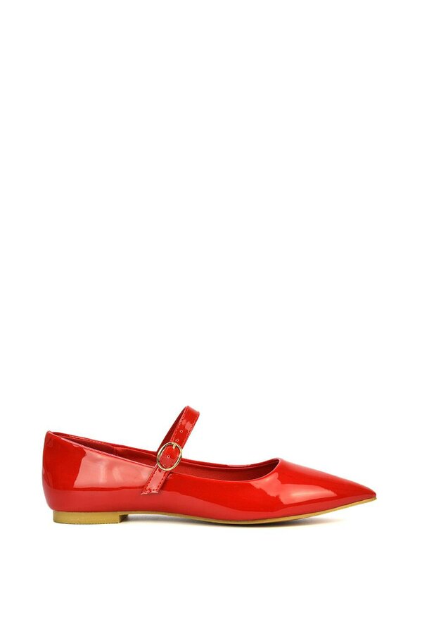 XY LONDON Flat Mary Jane Ballerina Pumps - Red