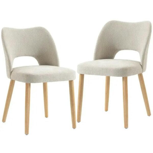 Bobobiy Dining Chairs Set Upholstered Kitchen Chenille Tool Free Assembly Rubberwood Legs, Beige