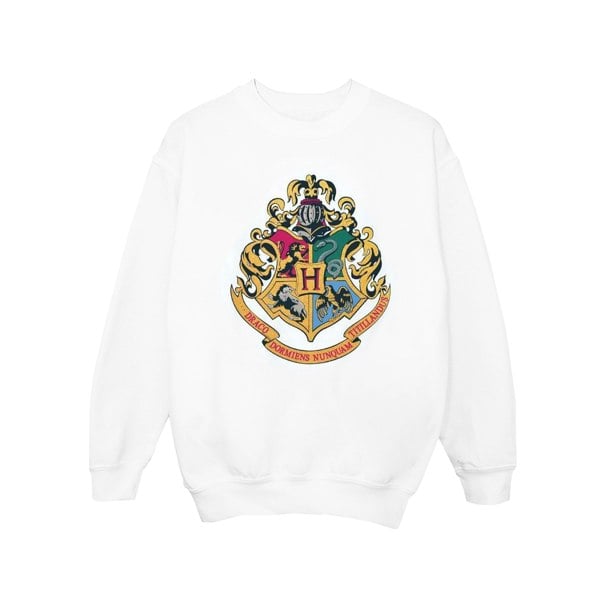 Harry Potter Boys Hogwarts Crest Gold Ink Sweatshirt - White