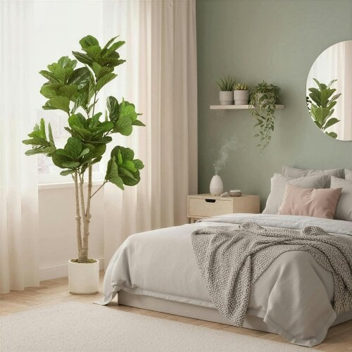 Wyld Haus Pararale Artificial Fiddle Leaf Fig Style Tree With Broad Leaves 180cm Green