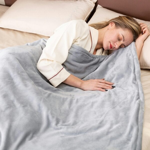 Neo Grey Electric Heated Throw Over Reversible Blanket