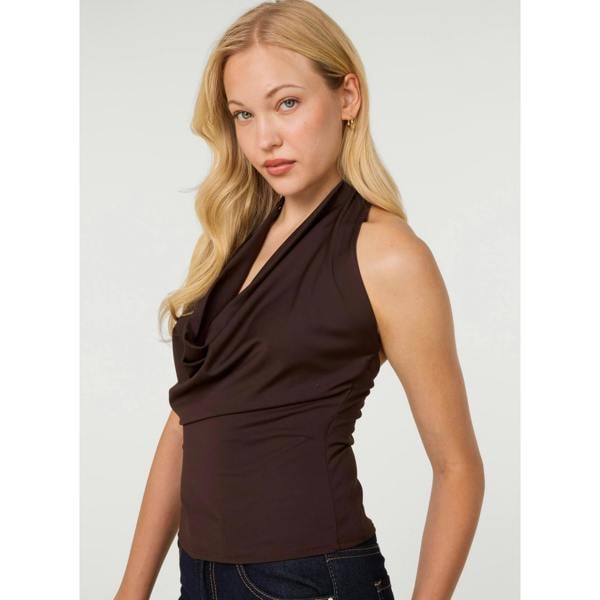 Pink Vanilla Halterneck Cowl Soft Stretch Top
