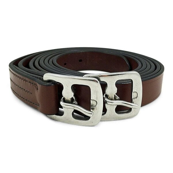 eQuitack Leather Horse Riding Stirrup Leathers With Silver Buckles Brown