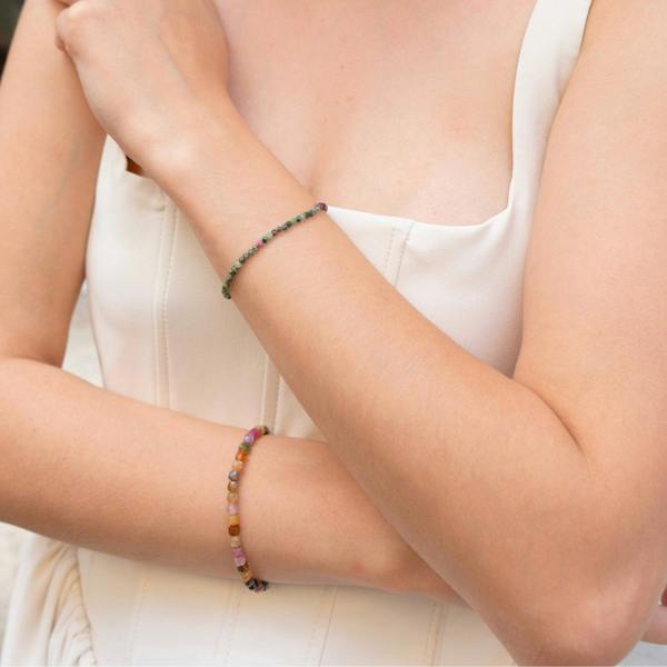 Spero London Fine Red Green Tourmaline Sterling Silver Bracelet