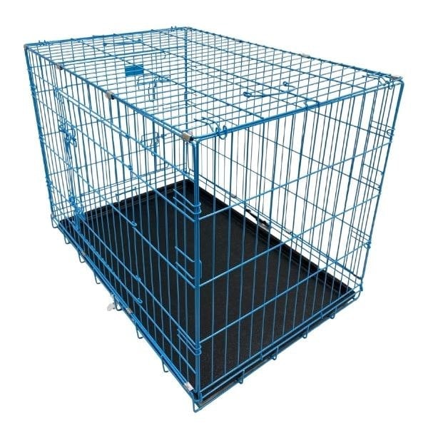 HugglePets Pink / Blue Dog Cage with Plastic Tray