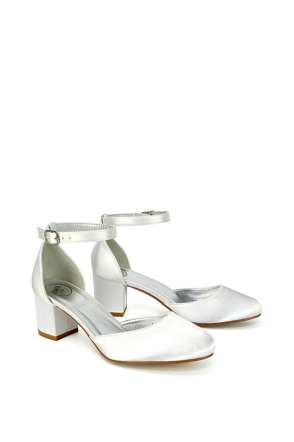 XY LONDON Chunky Strappy Mid Block High Heels Court Shoes
