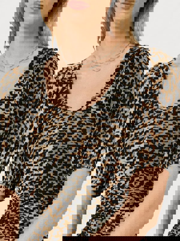 GANNI Ruched Mesh Mini Dress Leopard Print - Supplied FashionGANNI