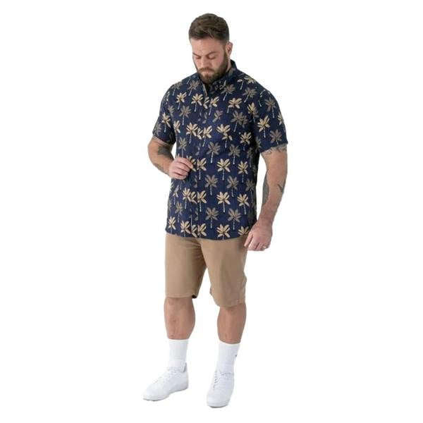 Duke Mens Davey D555 All-Over Print Jacquard Kingsize Shirt - Navy - 