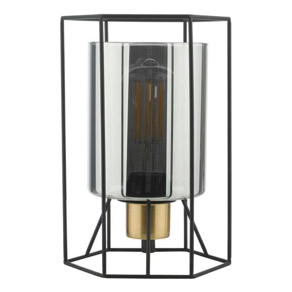 Pagazzi Lighting Sabrina Black and Smoked Glass Table Lamp
