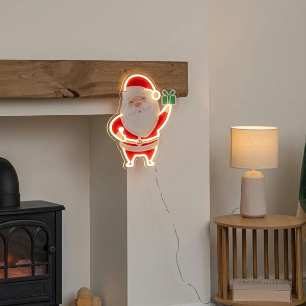 Samuel Alexander 40cm Santa Christmas Neon Light with Warm White LEDs & USB Cable