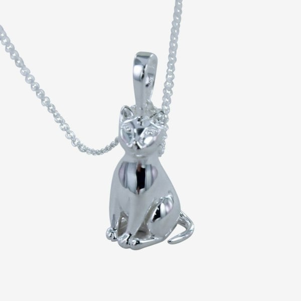 Sitting Cat Sterling Silver Necklace - Reeves & Reeves