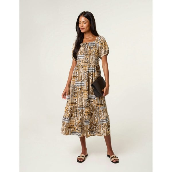 Blue Vanilla Scoop Neck Paisley Dress