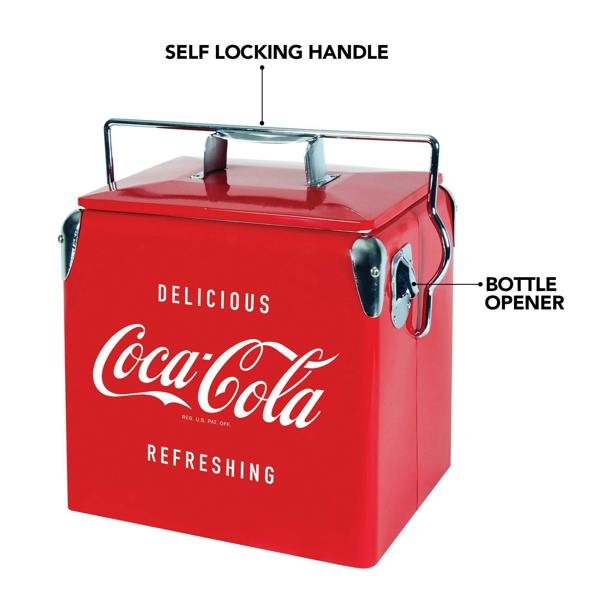 Coca-Cola 13L Portable Cool Box – Ice Chest for Camping, Road Trips & Beach Outings (Red)