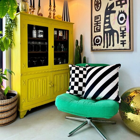 Love Frankie Liquorice Reversible Checkmate & Helter Skelter Cushion