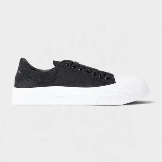 Alexander McQueen Deck Lace-Up Plimsoll Black White