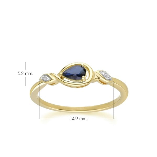Gemondo Classic Pear Sapphire & Diamond Ring In 9ct Yellow Gold