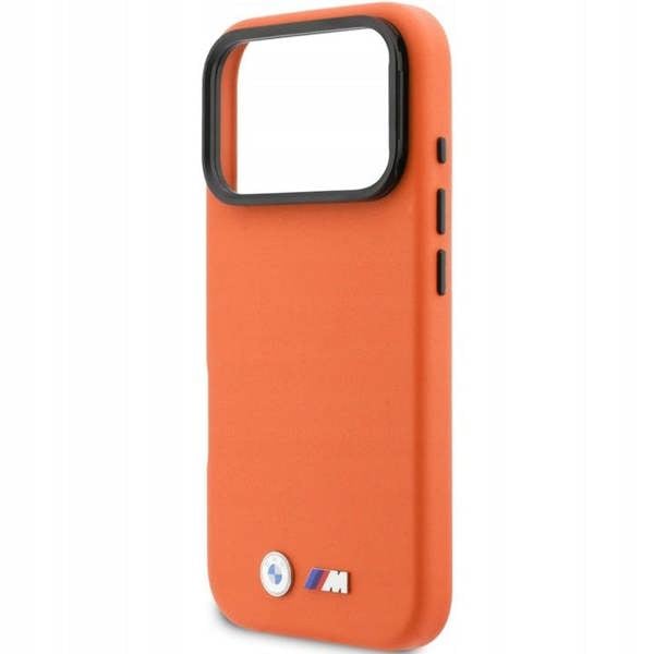 BMW M Series Metal Logo Case with MagSafe & Camera Stand for iPhone 17 Pro 6.3" Orange - BMHMP17L25PFWKCKO