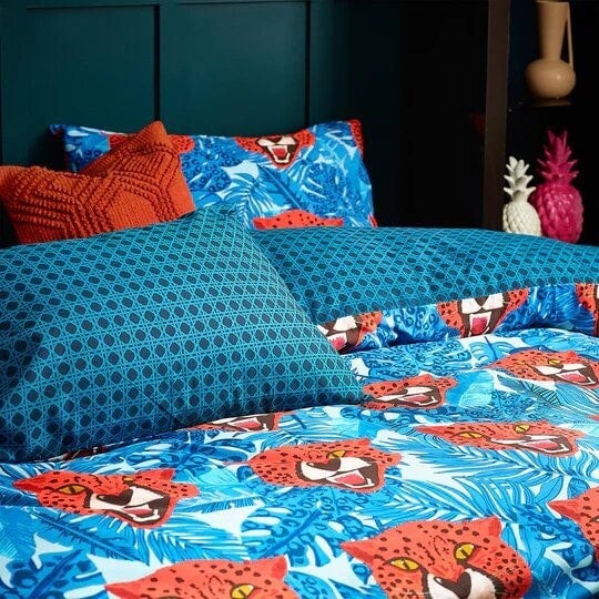 Furn Untamed Cheetah Duvet Cover Set - Blue