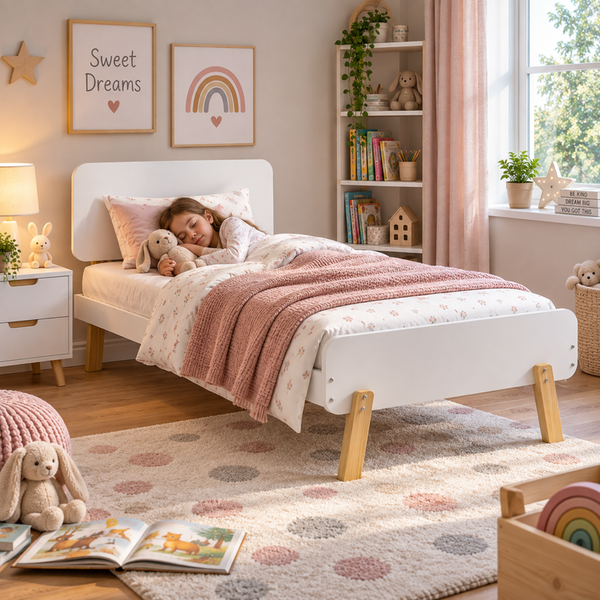 3ft Single Kids Bed - Sturdy Eco Timber Frame - 100kg Capacity