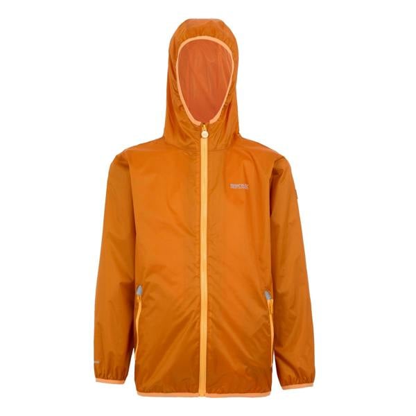 Regatta Great Outdoors Childrens/Kids Lever II Packaway Rain Jacket - Fox/Bright Marigold - 