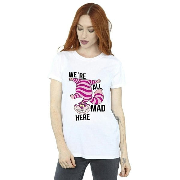 Disney Womens/Ladies Alice In Wonderland All Mad Here Cotton Boyfriend T-Shirt - White