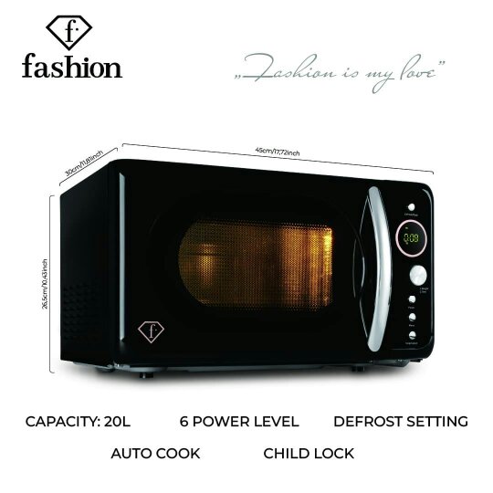 Berlinger Haus Digital Microwave Oven Black Rose Gold FTV0121 Fashion