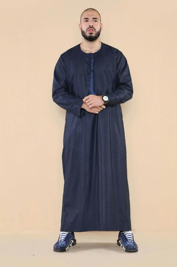 Infinity Leather Mens Thobe Jubba Saudi Islamic Arab Eid Emirati Kaftan Jubbah Tassel Robe