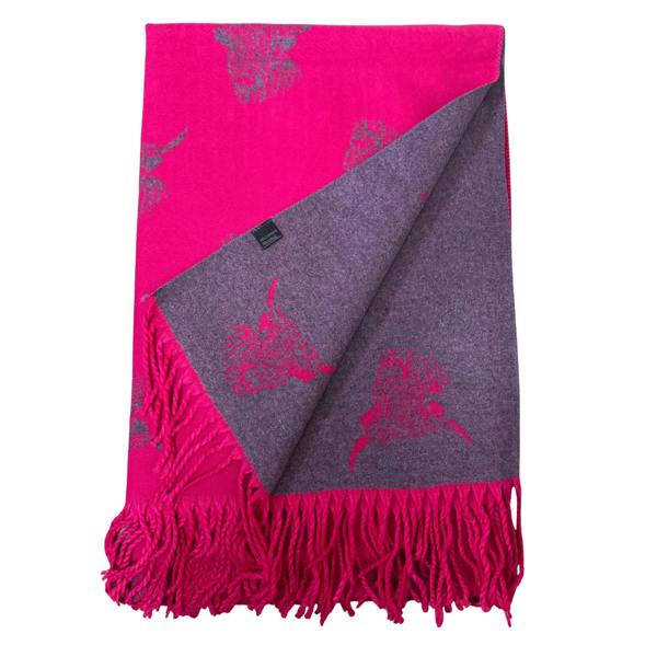 Love EMVY Highland Cow Scarf – Reversible Cashmere Blend Winter Wrap with Tassel Edge