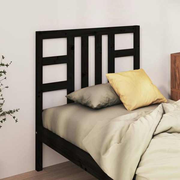 Berkfield Bed Headboard Black 81x4x100 cm Solid Wood Pine